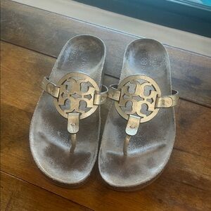 Tory Burch Metallic Slide Sandals